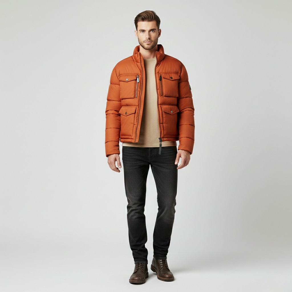 Plumífero de estilo utilitario para hombre
