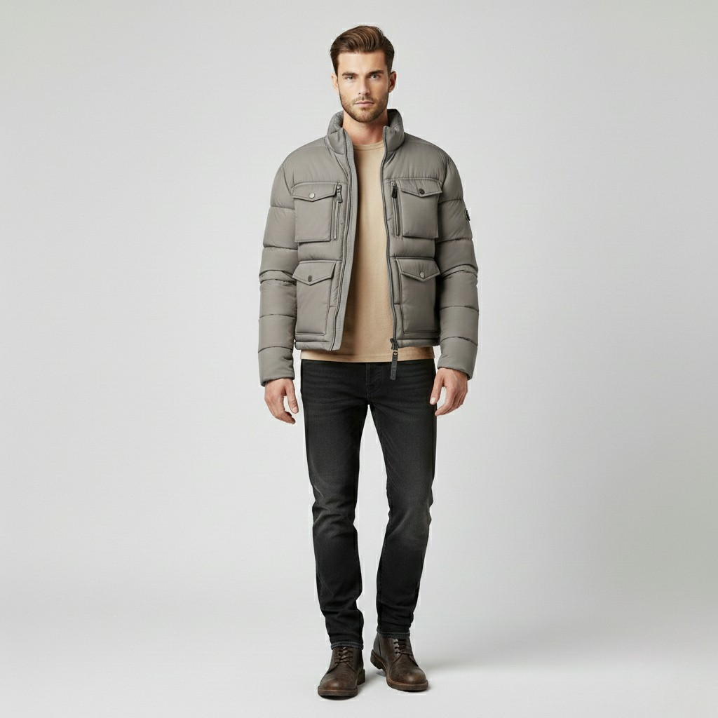 Plumífero de estilo utilitario para hombre