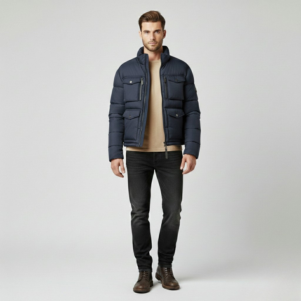 Plumífero de estilo utilitario para hombre