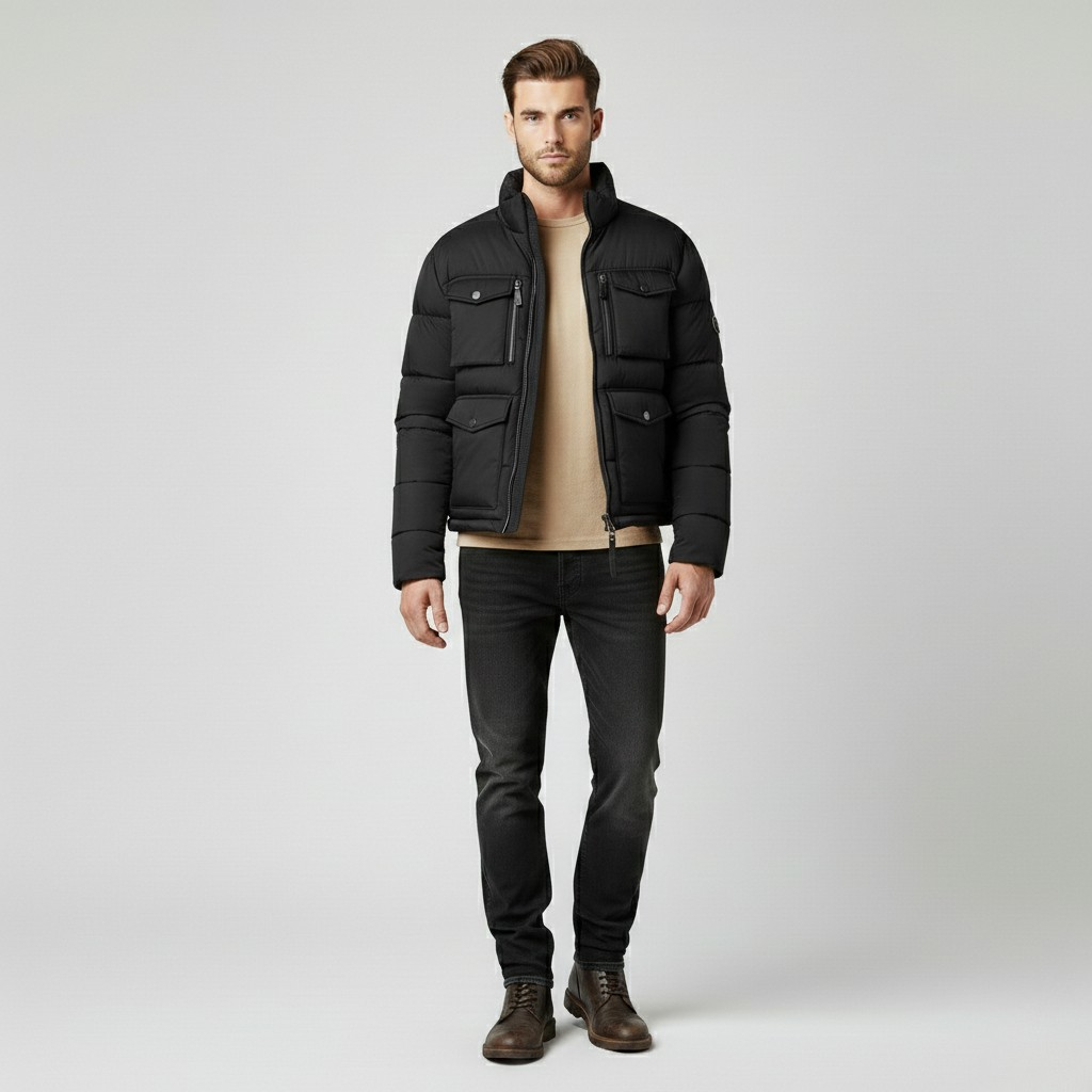 Plumífero de estilo utilitario para hombre