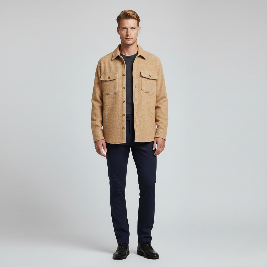 Camisa de estilo utilitario de acabado texturizado para hombre