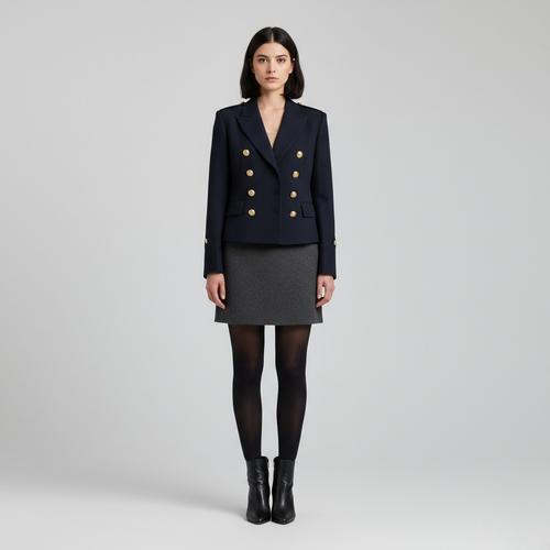 Blazer de botonadura cruzada de corte sastre para mujer