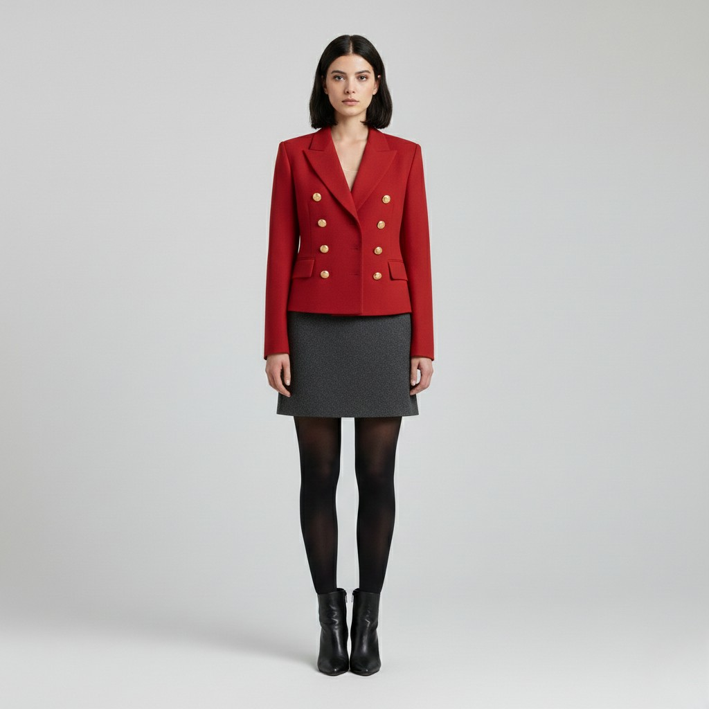 Blazer de botonadura cruzada de corte sastre para mujer