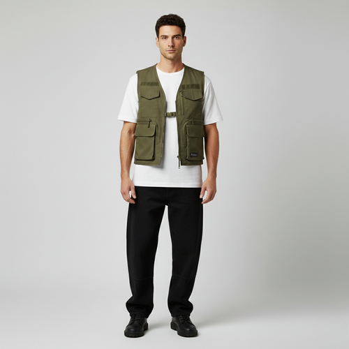Chaleco sin mangas de estilo utilitario para hombre