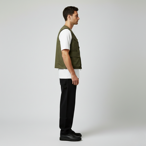 Chaleco sin mangas de estilo utilitario para hombre