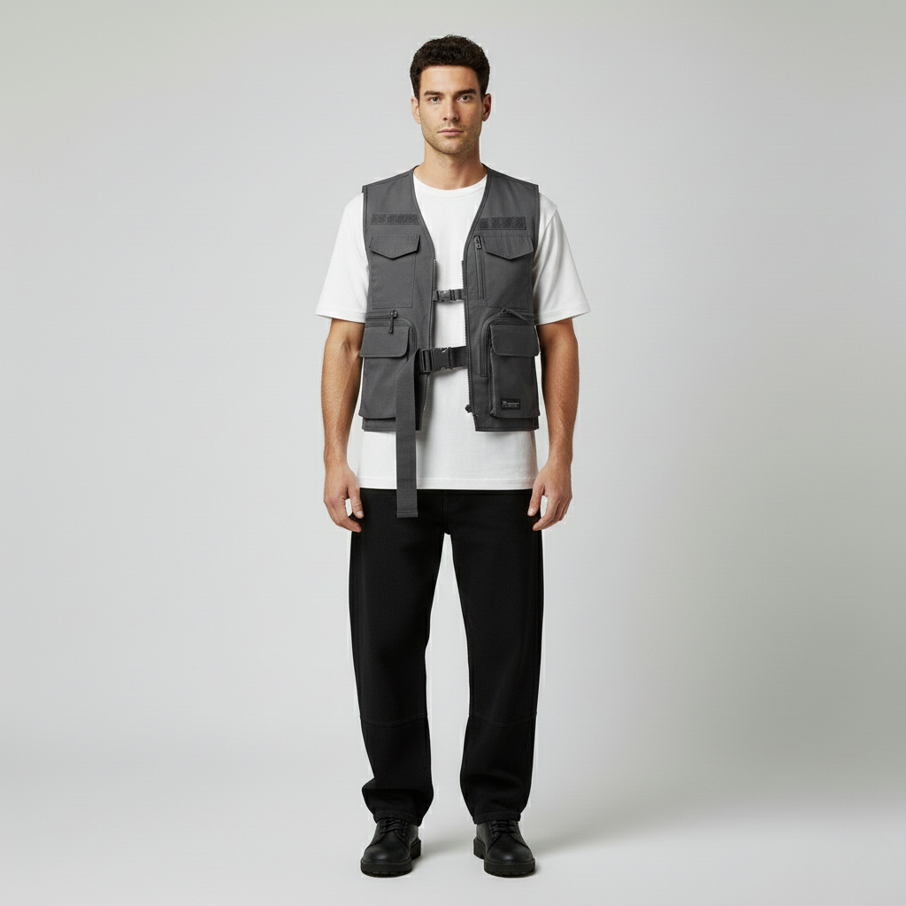 Chaleco sin mangas de estilo utilitario para hombre
