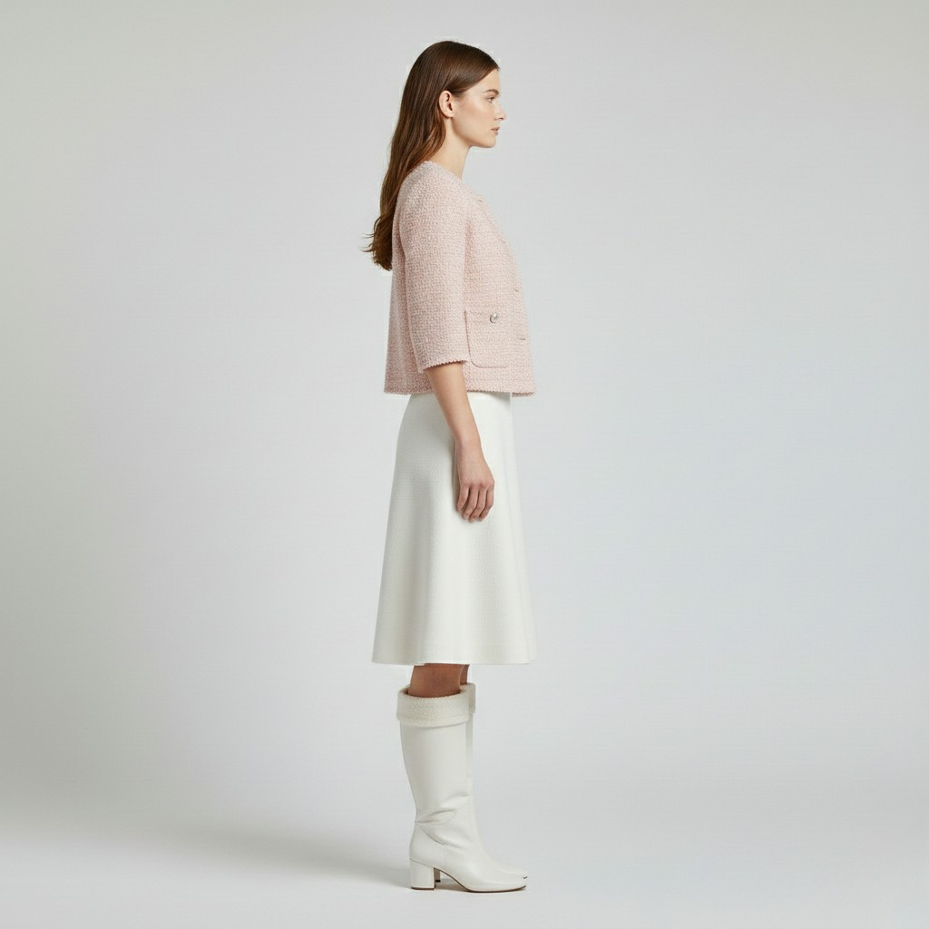 Chaqueta de textura bouclé de corte corto para mujer