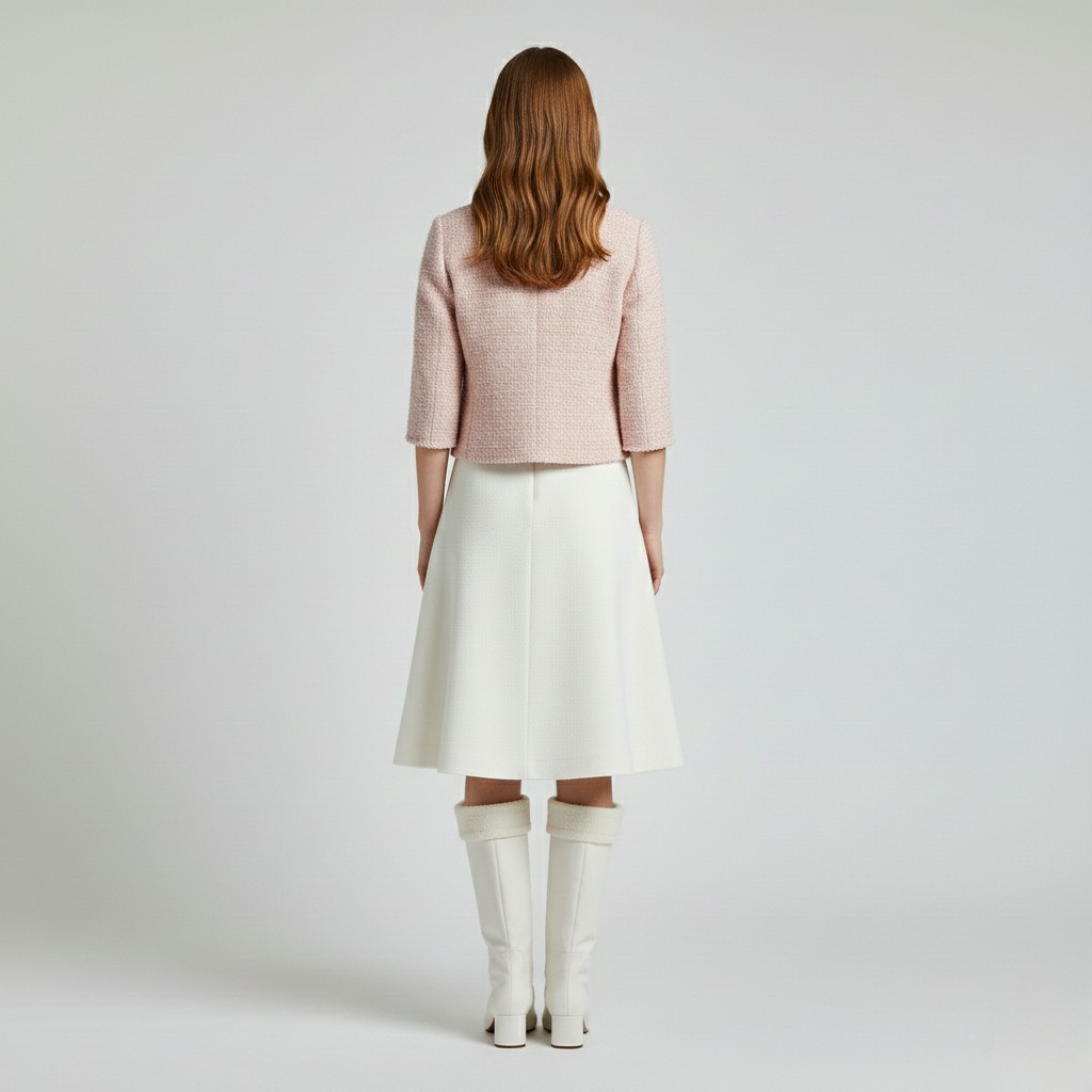 Chaqueta de textura bouclé de corte corto para mujer
