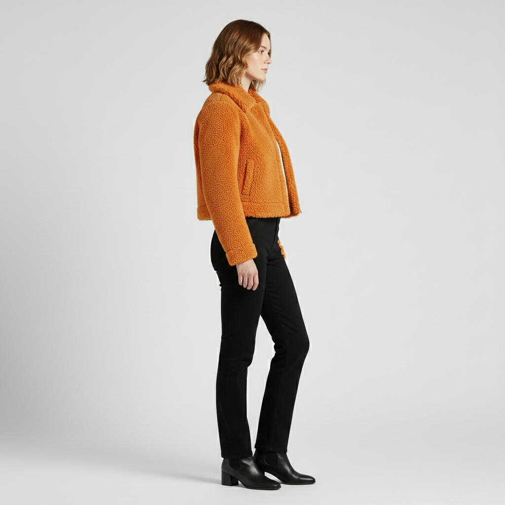 Chaqueta de corte corto con cremallera para mujer