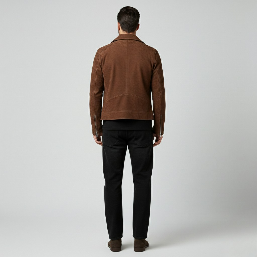 Chaqueta efecto ante de estilo motero para hombre