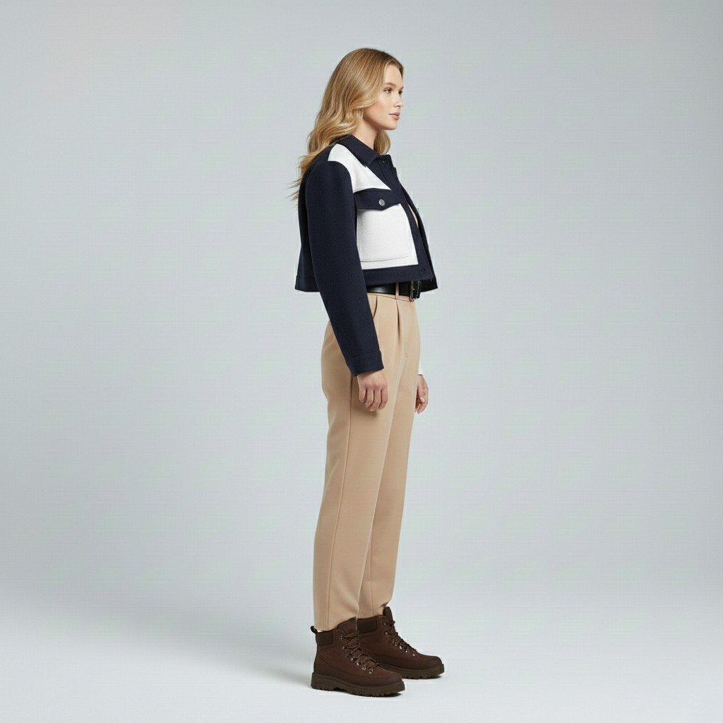 Chaqueta de corte corto de estilo utilitario para mujer
