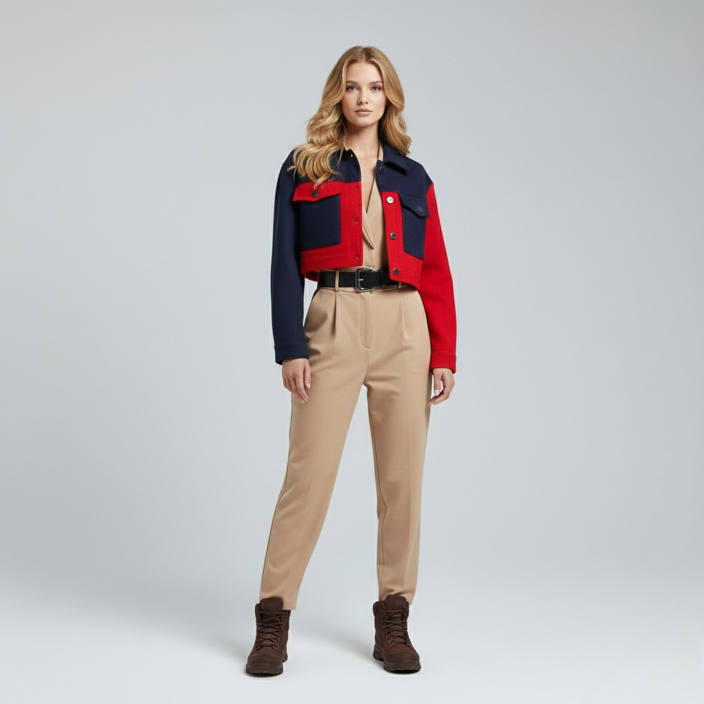 Chaqueta de corte corto de estilo utilitario para mujer
