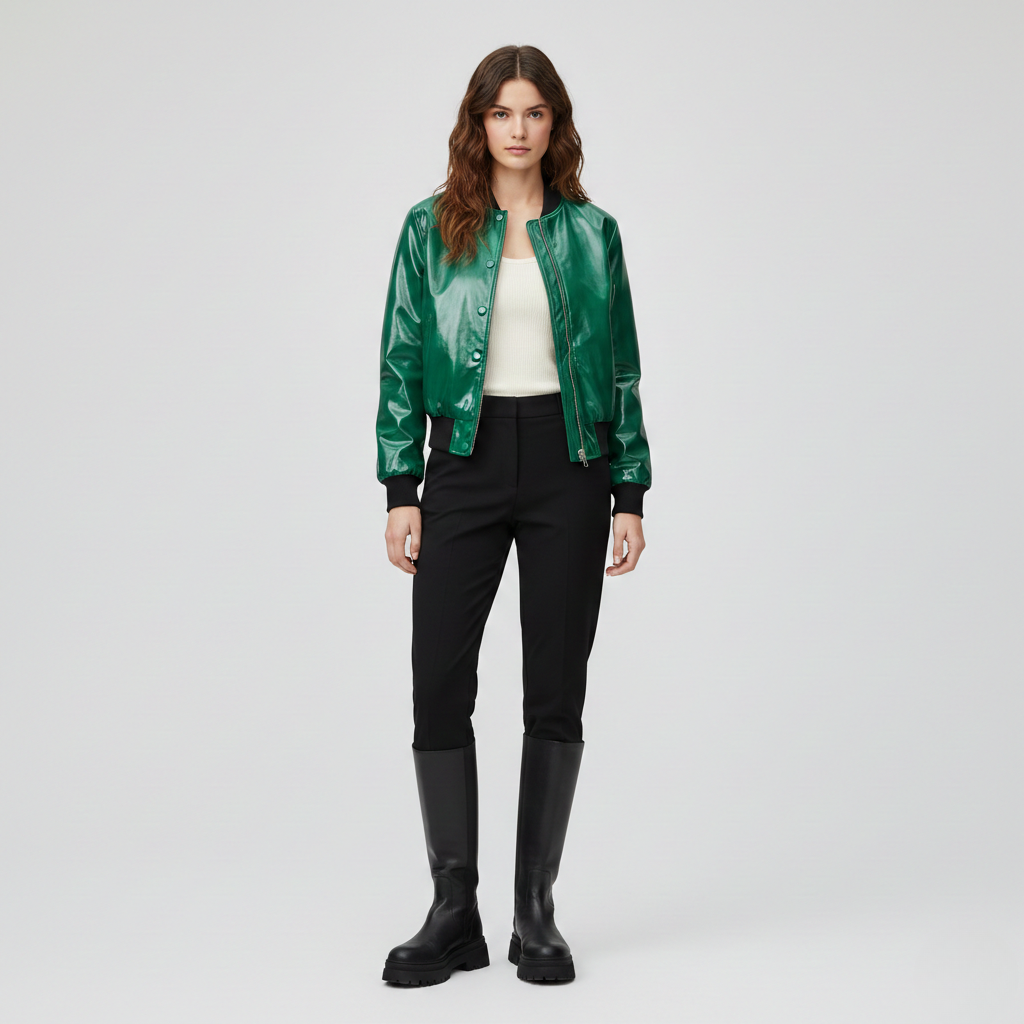 Chaqueta de acabado brillante para mujer