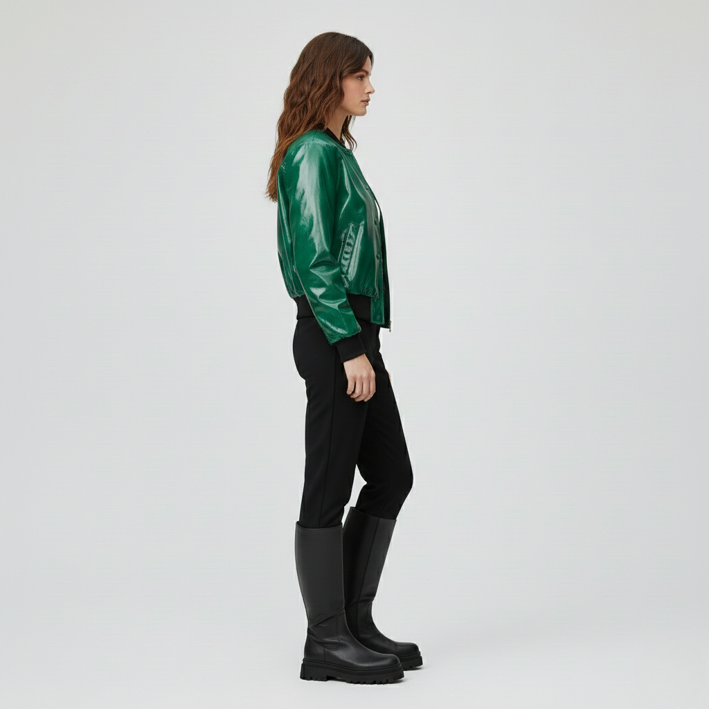Chaqueta de acabado brillante para mujer