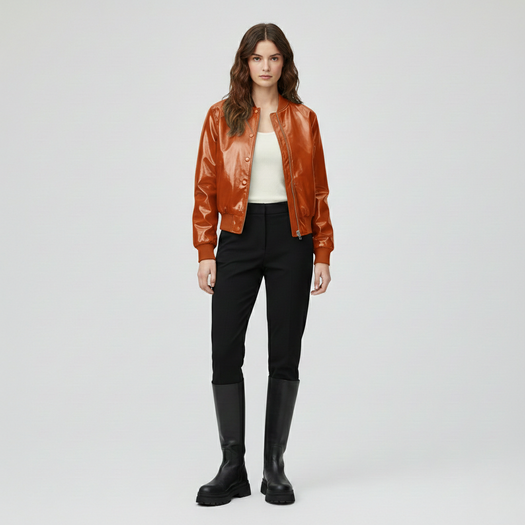 Chaqueta de acabado brillante para mujer