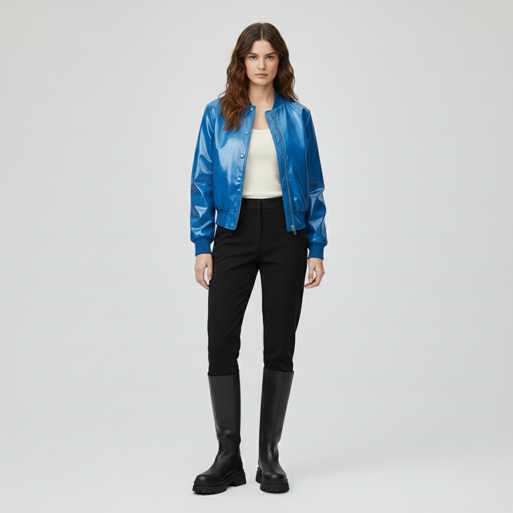 Chaqueta de acabado brillante para mujer