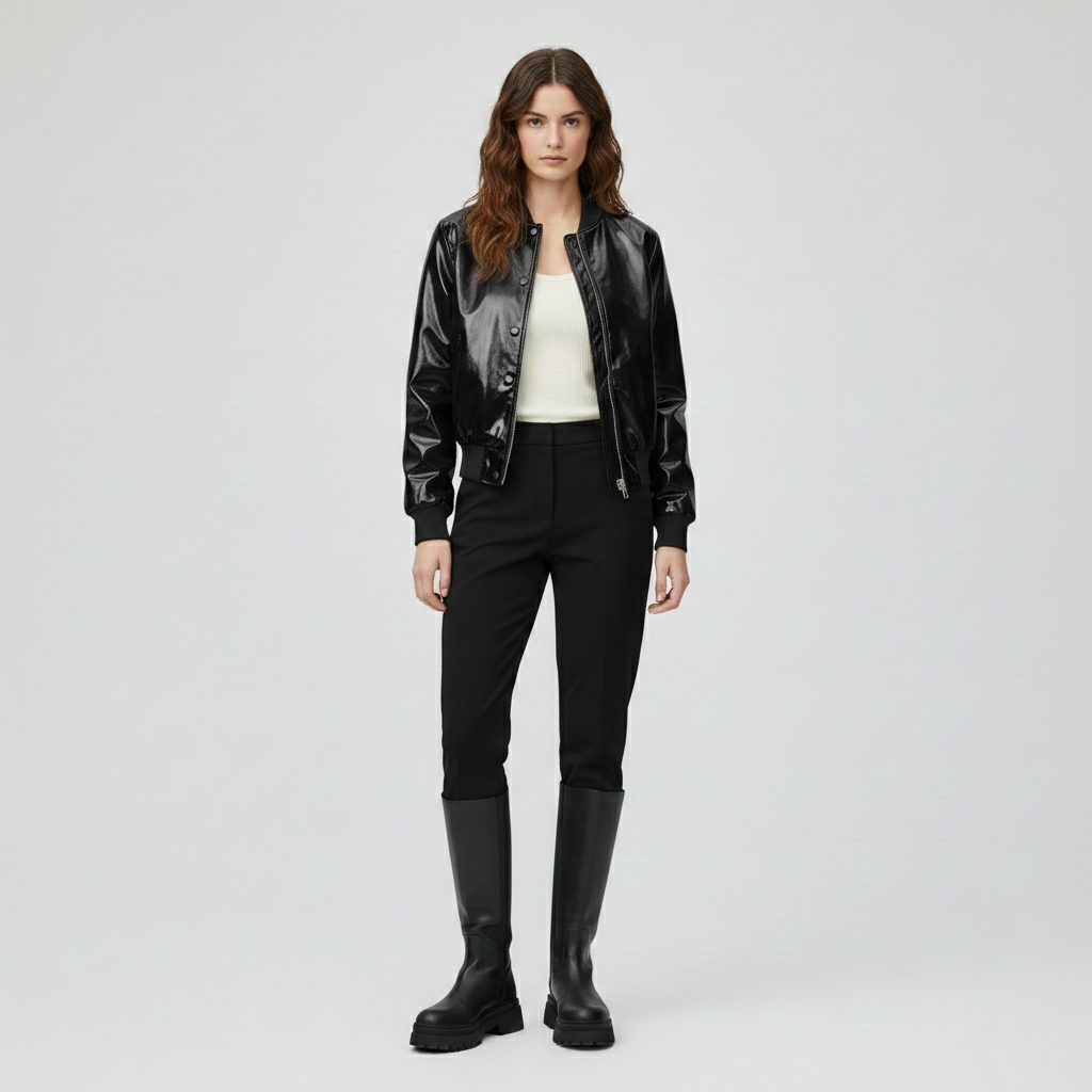 Chaqueta de acabado brillante para mujer