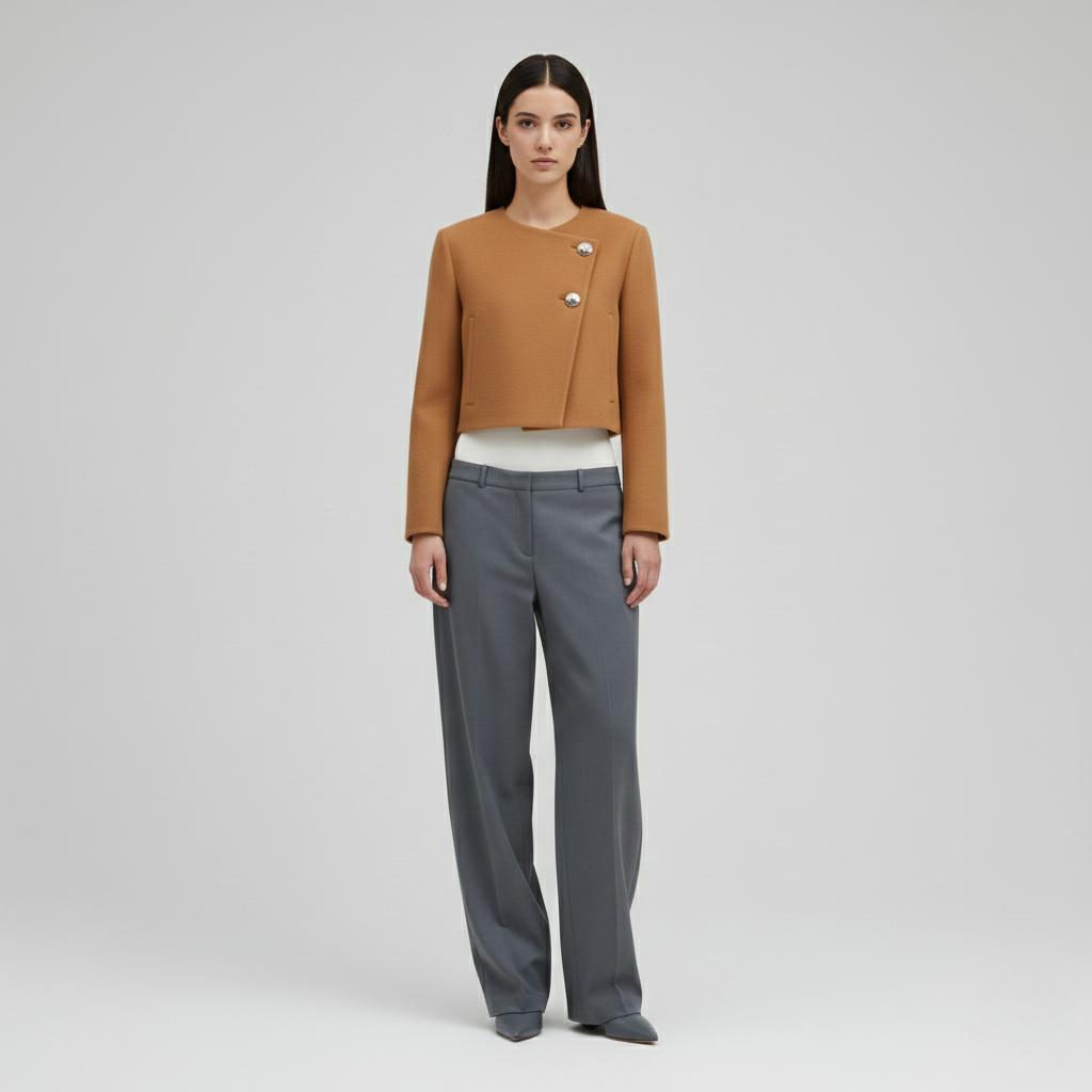 Chaqueta con detalle asimétrico de corte corto para mujer