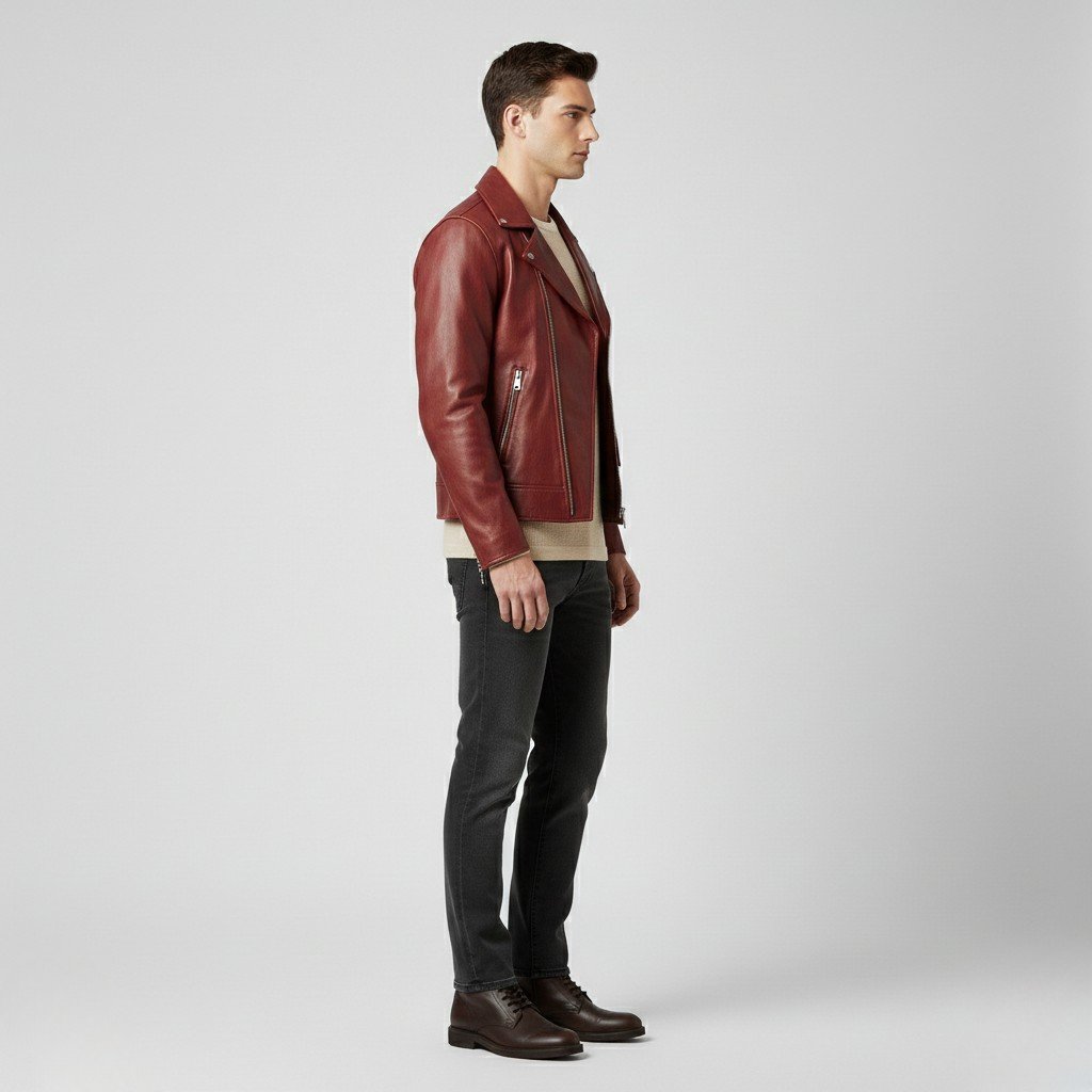 Chaqueta estilo piel de estilo motero para hombre