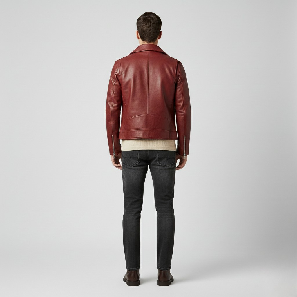 Chaqueta estilo piel de estilo motero para hombre
