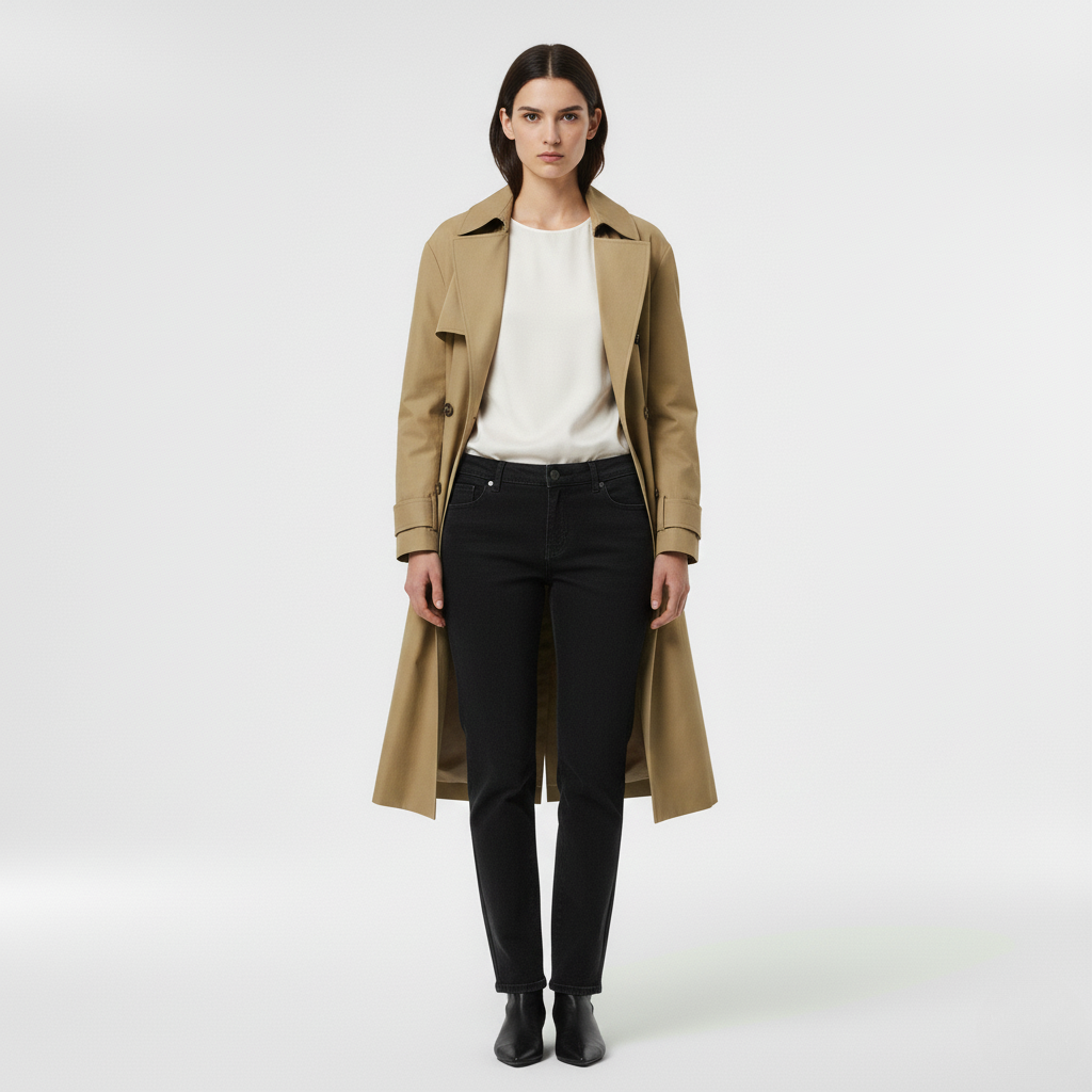 Gabardina de líneas sencillas para mujer